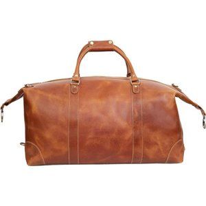 24" Leather Buffalo Travel Case Duffel Luggage Bag, (Tan)